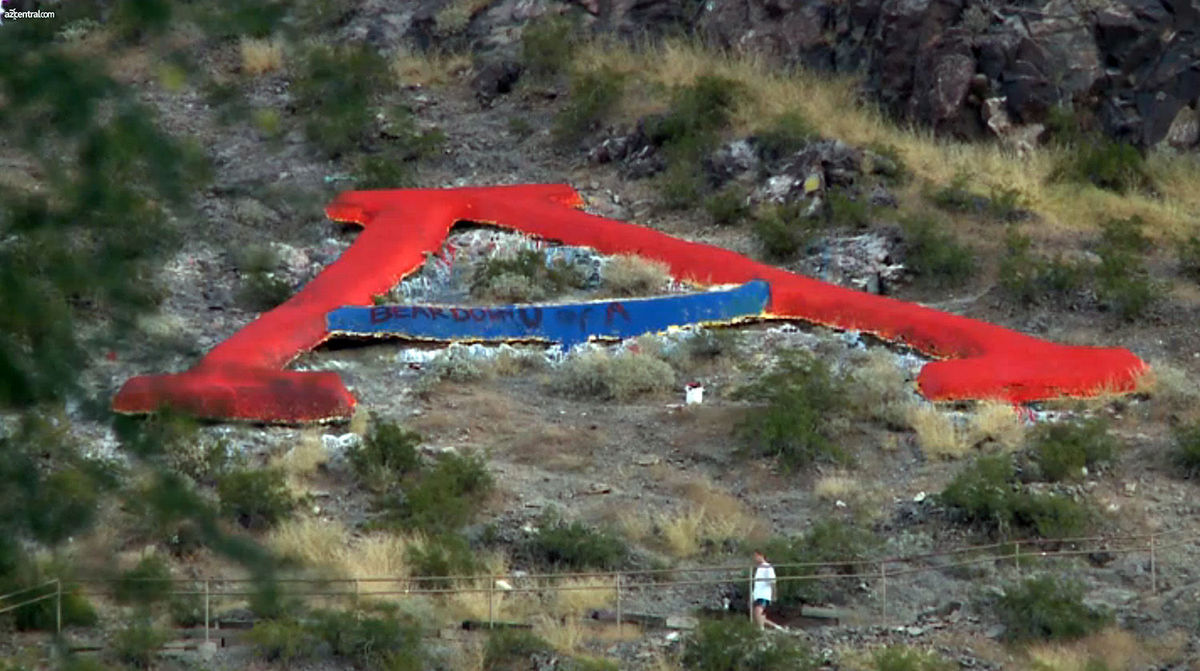 A mountain painted